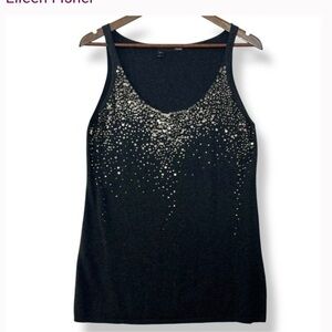Eileen Foisher Black Sequin Scoop Neck Tank